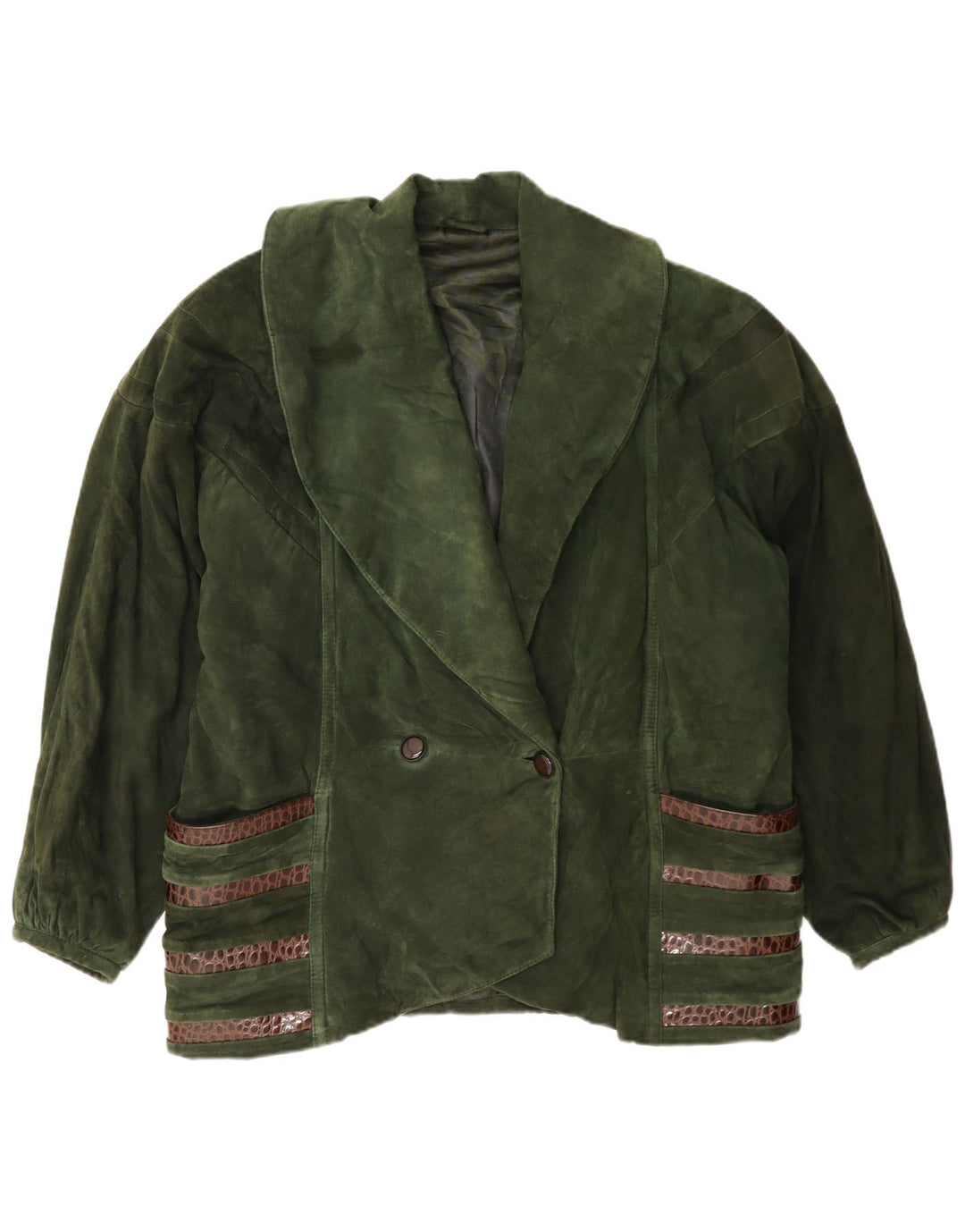 Pancaldi & B Damen Zweireihige Wildlederjacke IT 42 Medium Khaki