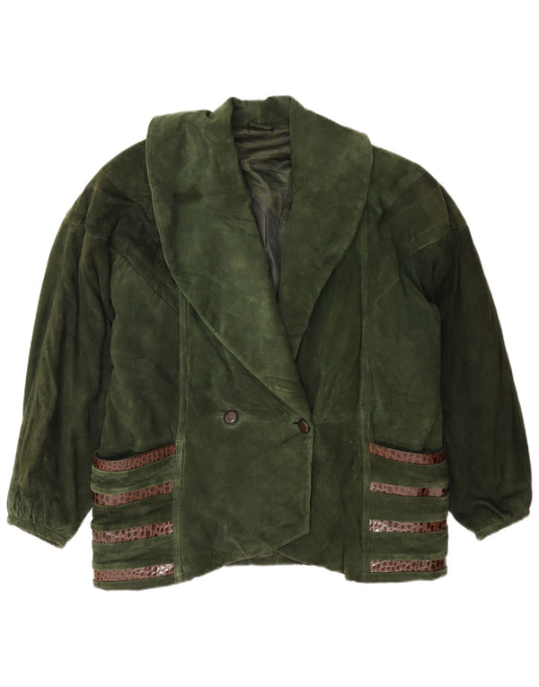 Pancaldi & B Damen Zweireihige Wildlederjacke IT 42 Medium Khaki