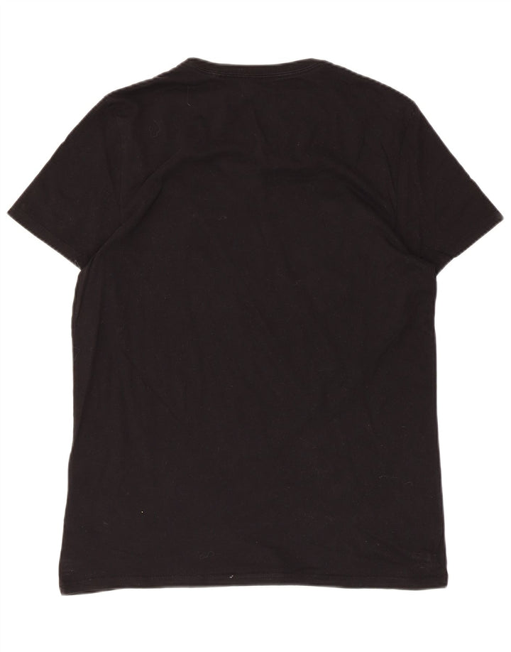 GUESS Herren Grafik-T-Shirt-Oberteil aus mittelschwarzer Baumwolle