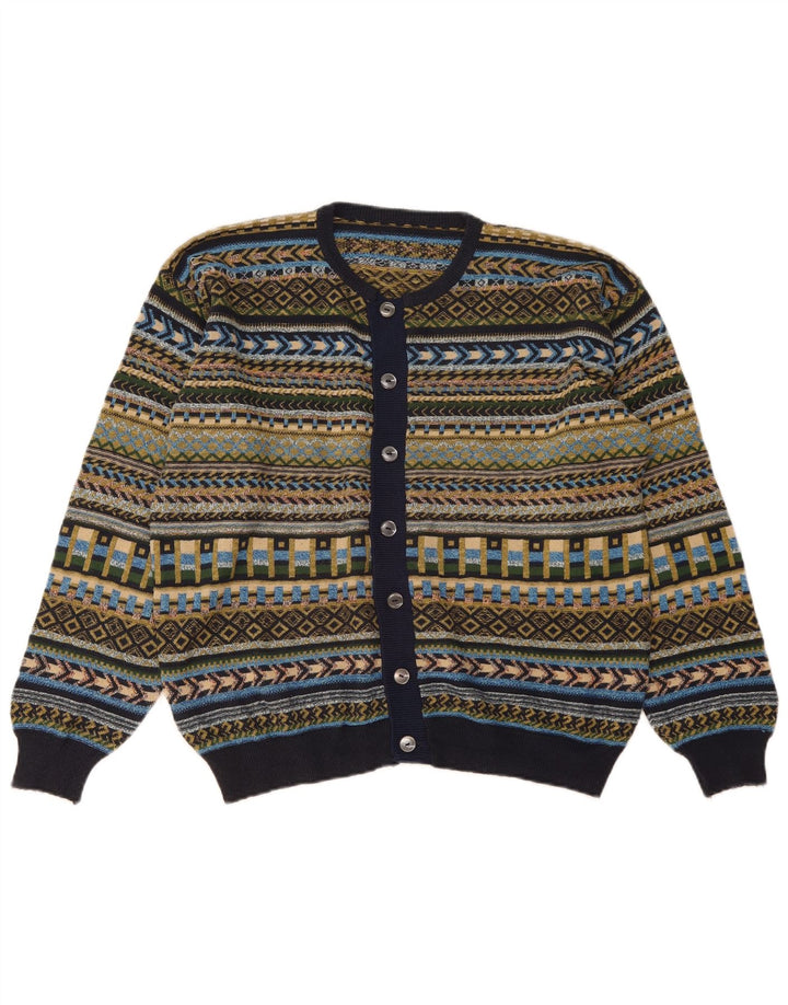 Vintage Damen Cardigan Pullover UK 16 Groß Mehrfarbig Geometrisch