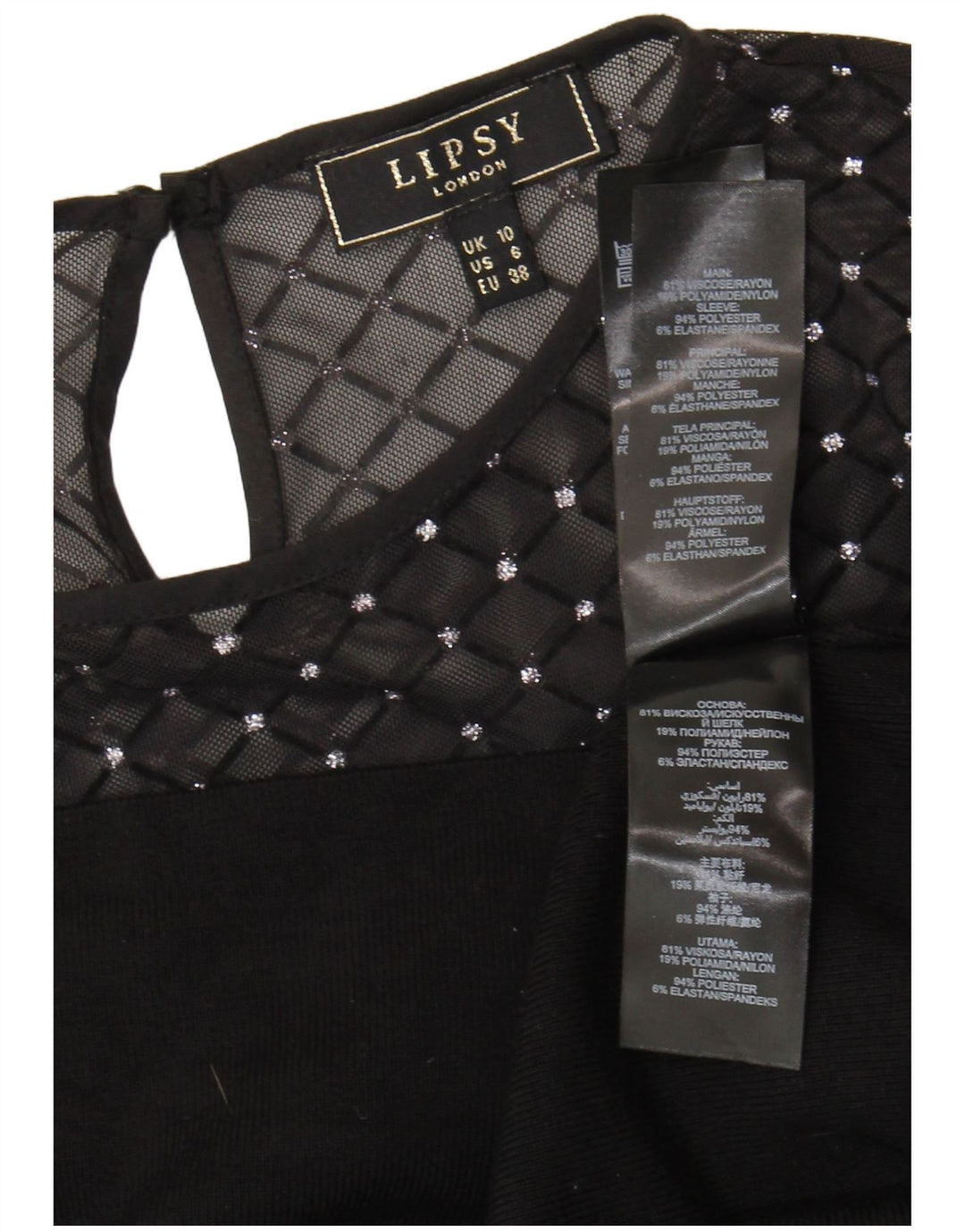 Lipsy Damen-Blusenoberteil mit langen Ärmeln, Gr. 40, Größe S, Schwarz, Viskose