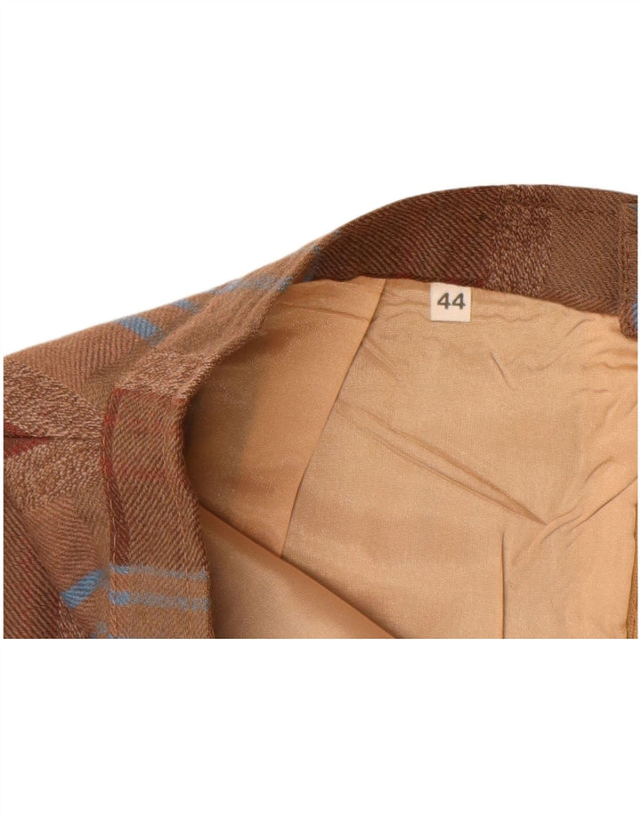 Vintage Damen High Waist Straight Rock IT 44 Medium W26 Braun kariert