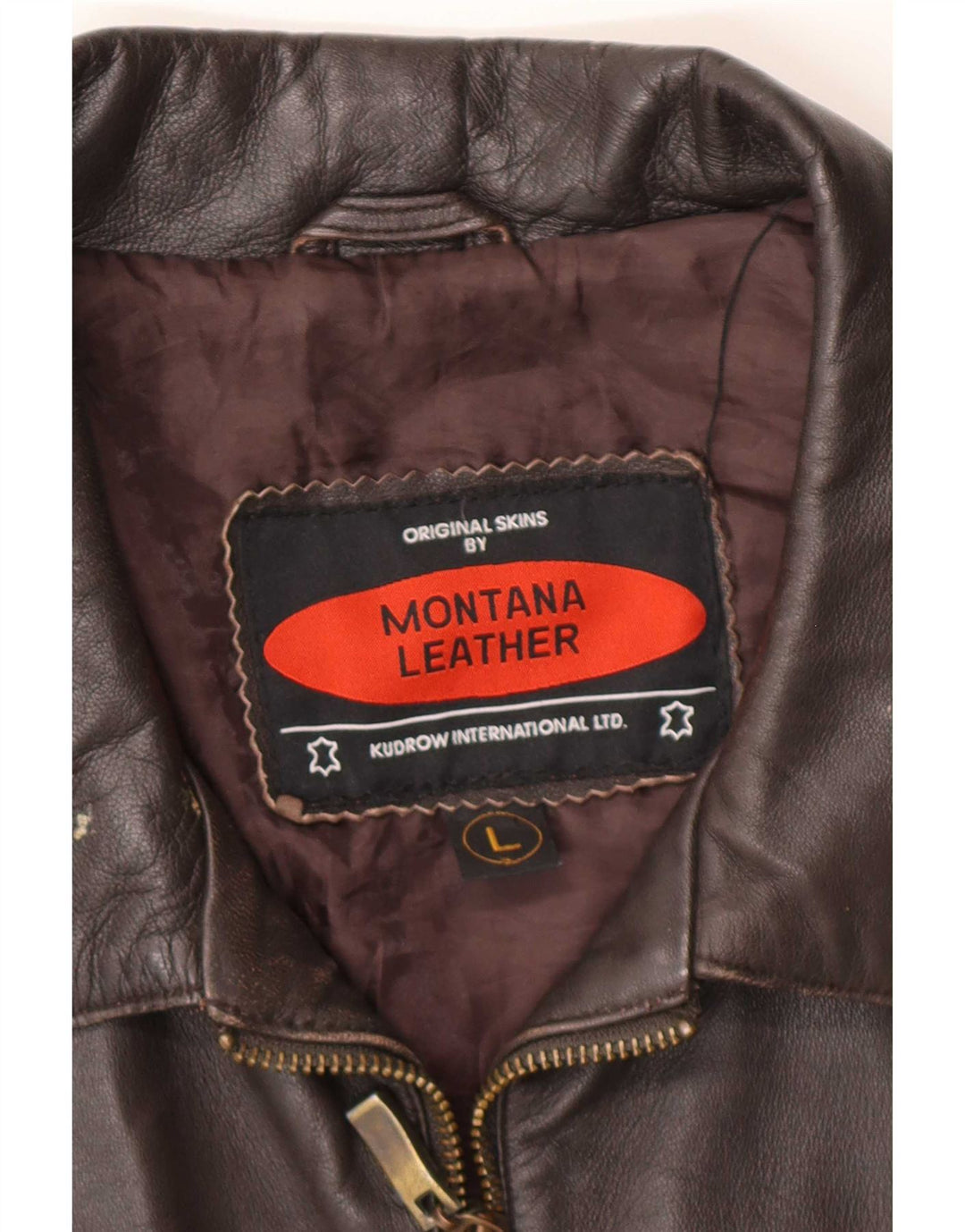 MONTANA Herren Lederjacke UK 40 Large Braun