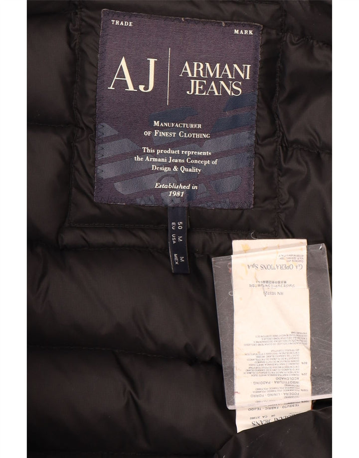 ARMANI JEANS Wattierte Damenjacke mit Kapuze, UK 14, Mittelschwarz, Polyamid