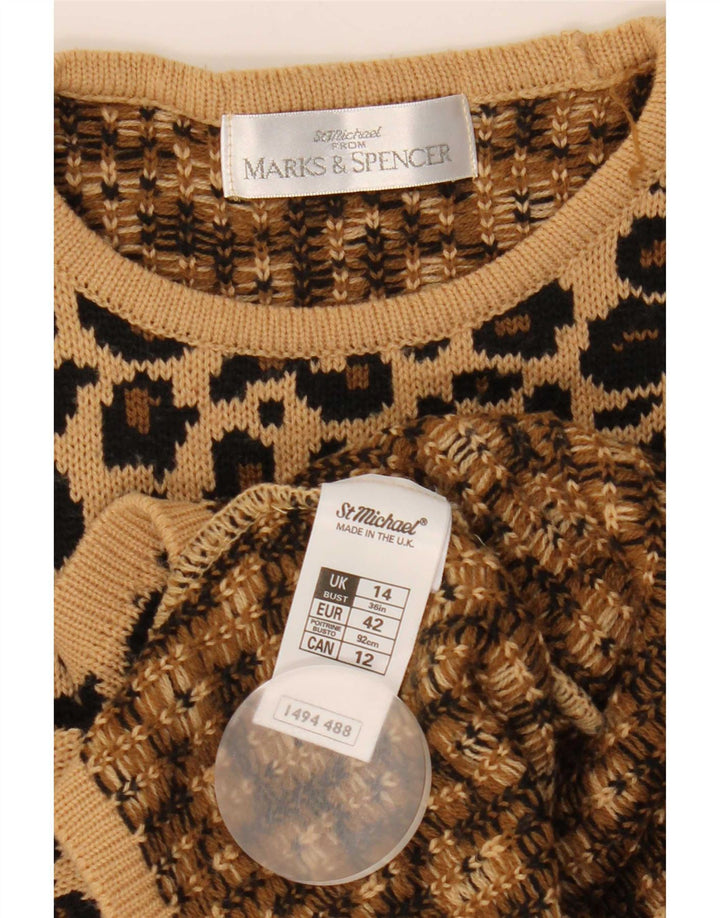 Marks & Spencer Damen-Pullover mit Rundhalsausschnitt, Gr. 14, Braun