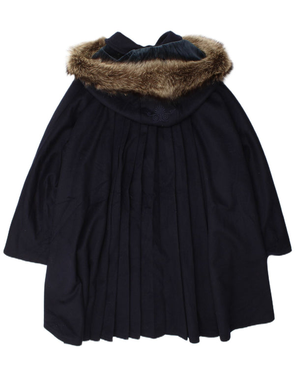 Mabrun Damen-Übergröße-Mantel mit Kapuze, IT 44, mittelmarineblaue Wolle