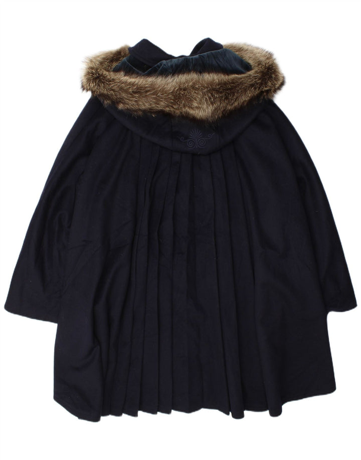 Mabrun Damen-Übergröße-Mantel mit Kapuze, IT 44, mittelmarineblaue Wolle