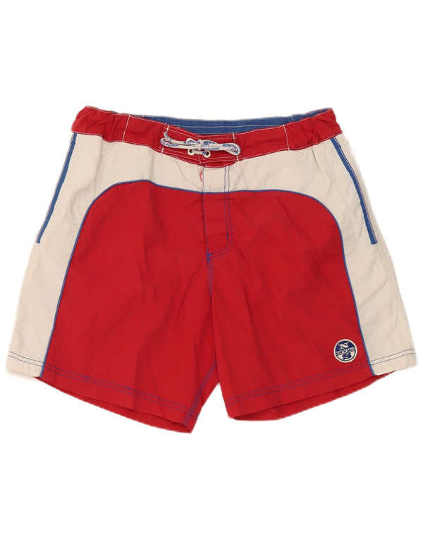 North Sails Herren-Badeshorts aus mittelrotem Colourblock-Polyamid