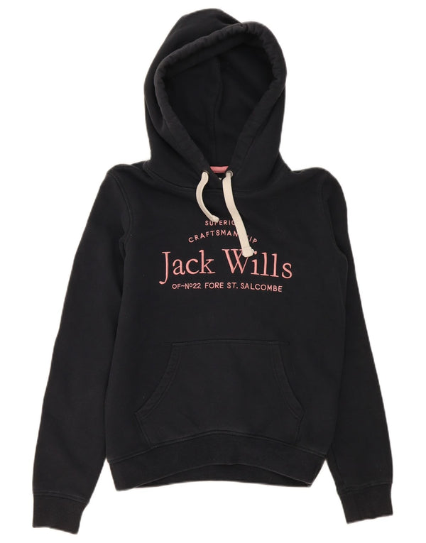 Jack Wills Damen-Pullover mit Grafik-Übergröße, Kapuzenpullover, Gr. 4, XS, Schwarz, Baumwolle