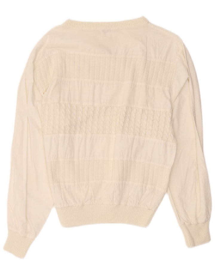 Vintage Herren-Pullover mit U-Boot-Ausschnitt, Größe 48, mittelweiße Baumwolle