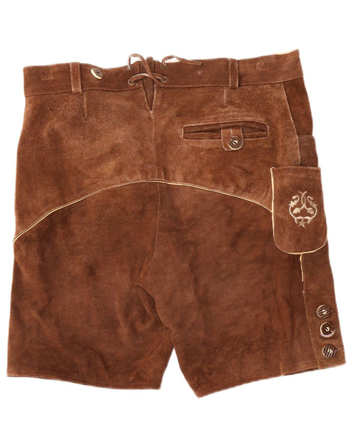 VINTAGE Damen Wildledershorts IT 50 XL W38 Braunes Paisley-Leder