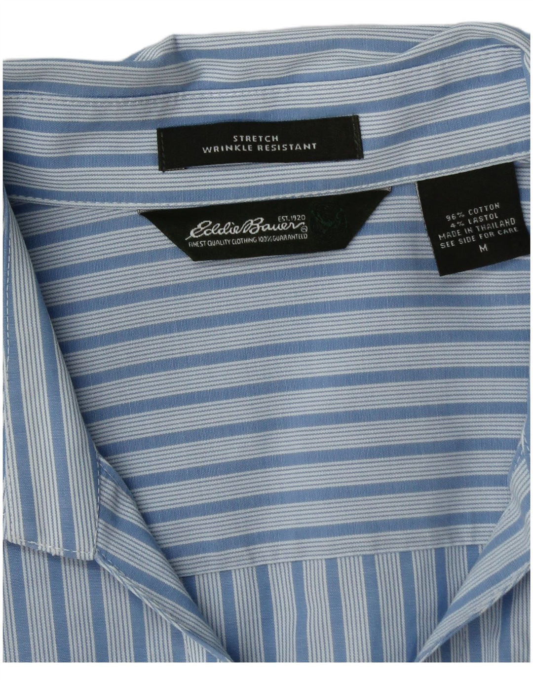 EDDIE BAUER Damen-Hemd mit 3/4-Ärmeln, UK 14, mittelblau, gestreift, Baumwolle