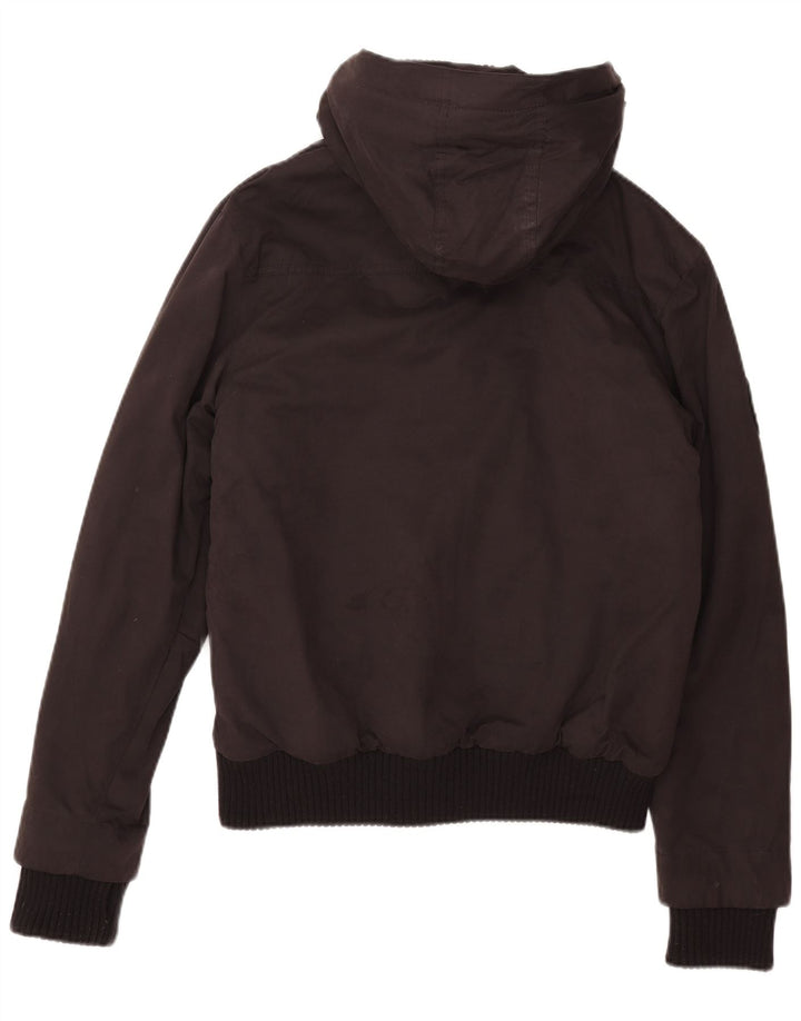 Superdry Damen Windbomber Bomberjacke mit Kapuze UK 16 Large Schwarz Polyester