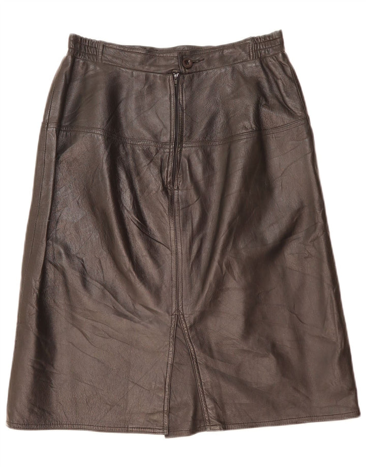 Vintage Damen Lederrock IT 42 Medium W27 Schwarz
