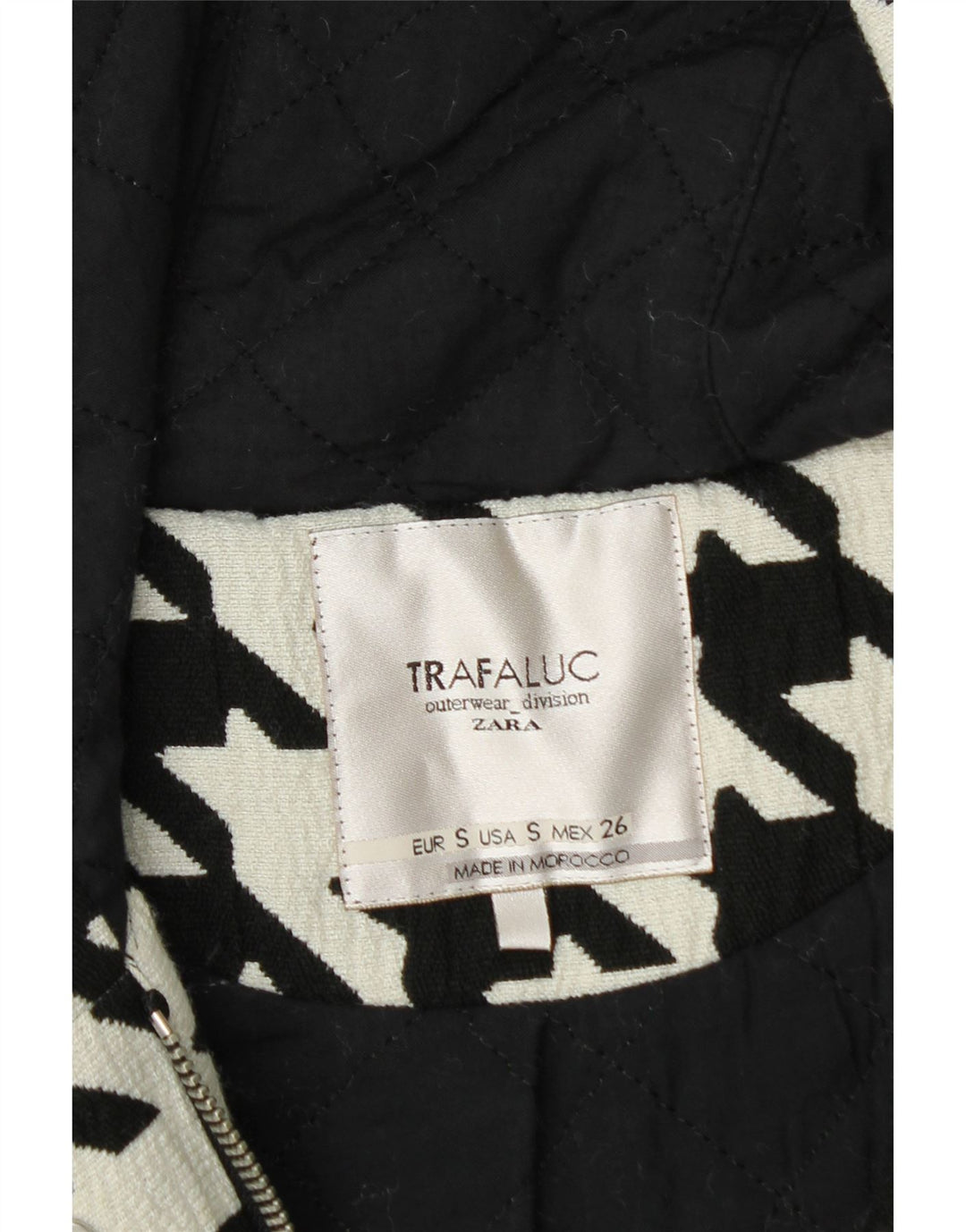 Übergroßer Windjacke-Mantel von ZARA für Damen, Gr. 10, Größe S, weiß, mit Hahnentrittmuster