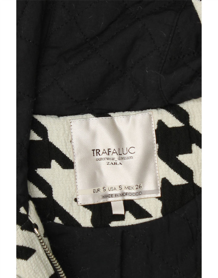 Übergroßer Windjacke-Mantel von ZARA für Damen, Gr. 10, Größe S, weiß, mit Hahnentrittmuster