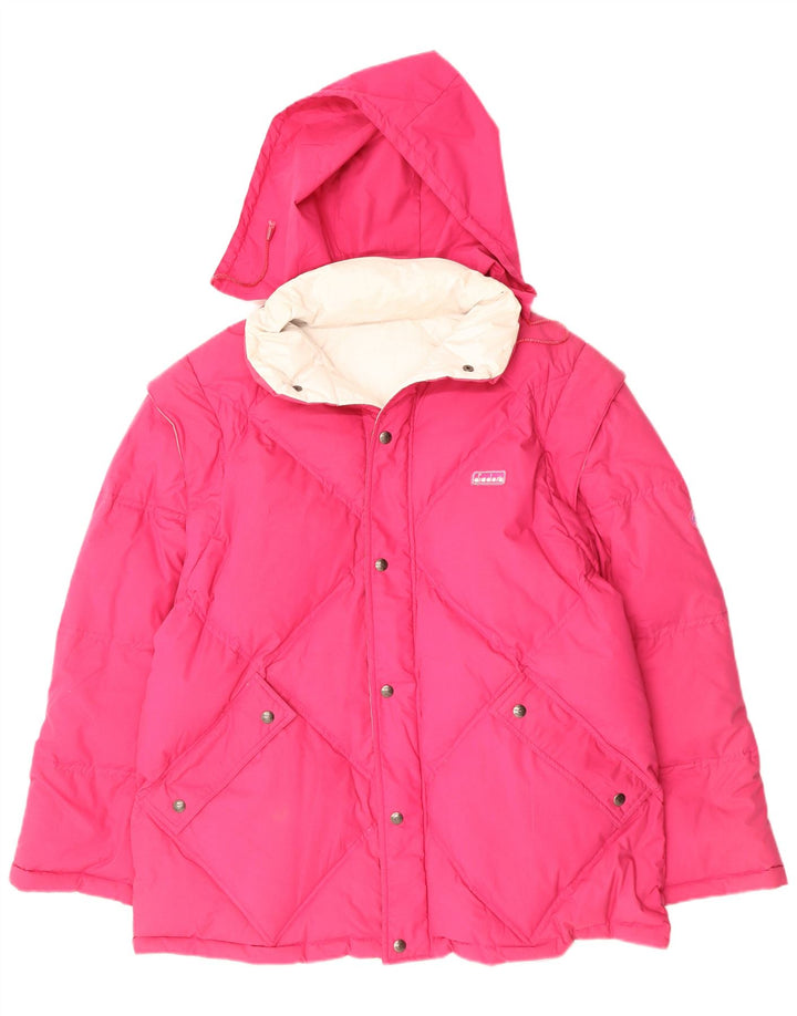 Diadora Herren Kapuzenjacke, wendbar, wattiert, UK 40, Größe L, Rosa, Polyester