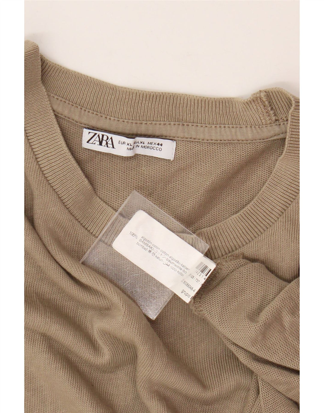 Zara Herren T-Shirt Top XL Beige Baumwolle