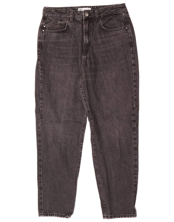 Zara Damen High Waist Tapered Jeans EU 40 Medium W30 L28 Schwarze Baumwolle