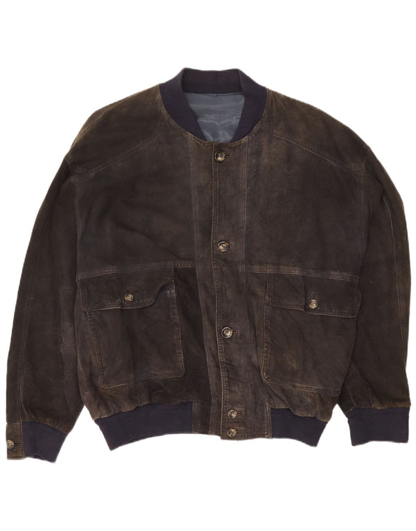 Vintage Herren Wildleder Bomberjacke UK 42 XL Graues Leder