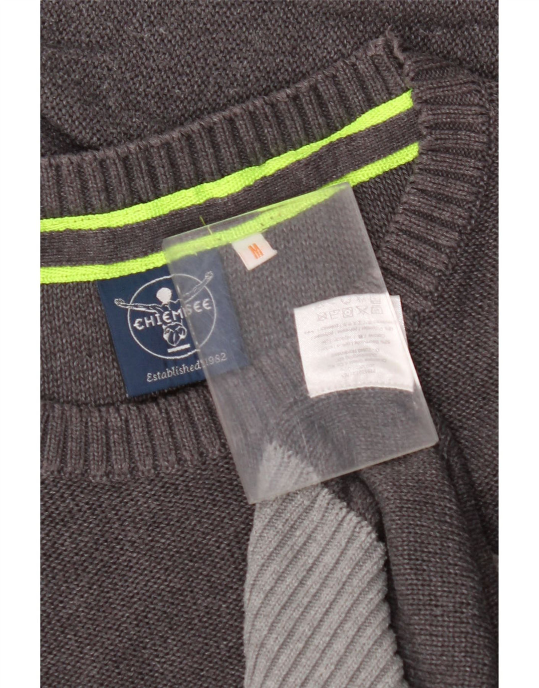 CHIEMSEE Herren-Pullover mit Rundhalsausschnitt, mittelgraue Colourblock-Baumwolle