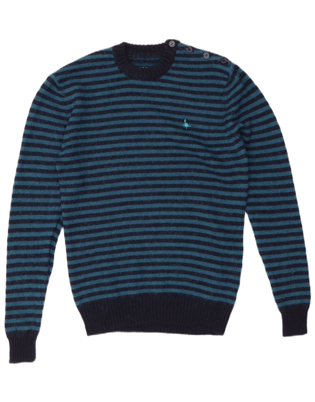 JACK WILLS Herren-Pullover mit Rundhalsausschnitt, klein, marineblau, gestreift, Wolle
