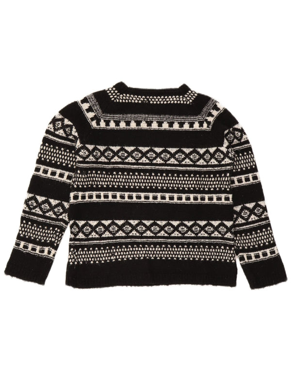 Zara Mädchen-Pullover mit U-Boot-Ausschnitt, 11–12 Jahre, Schwarz, Fair Isle