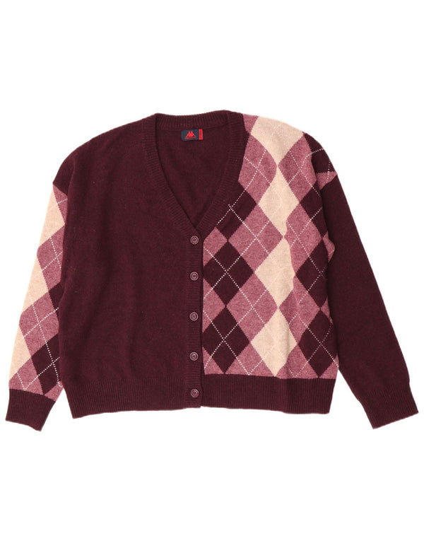 Kappa Damen-Strickjacke in Übergröße, UK 18, XL, Kastanienbraun, Argyle/Diamant