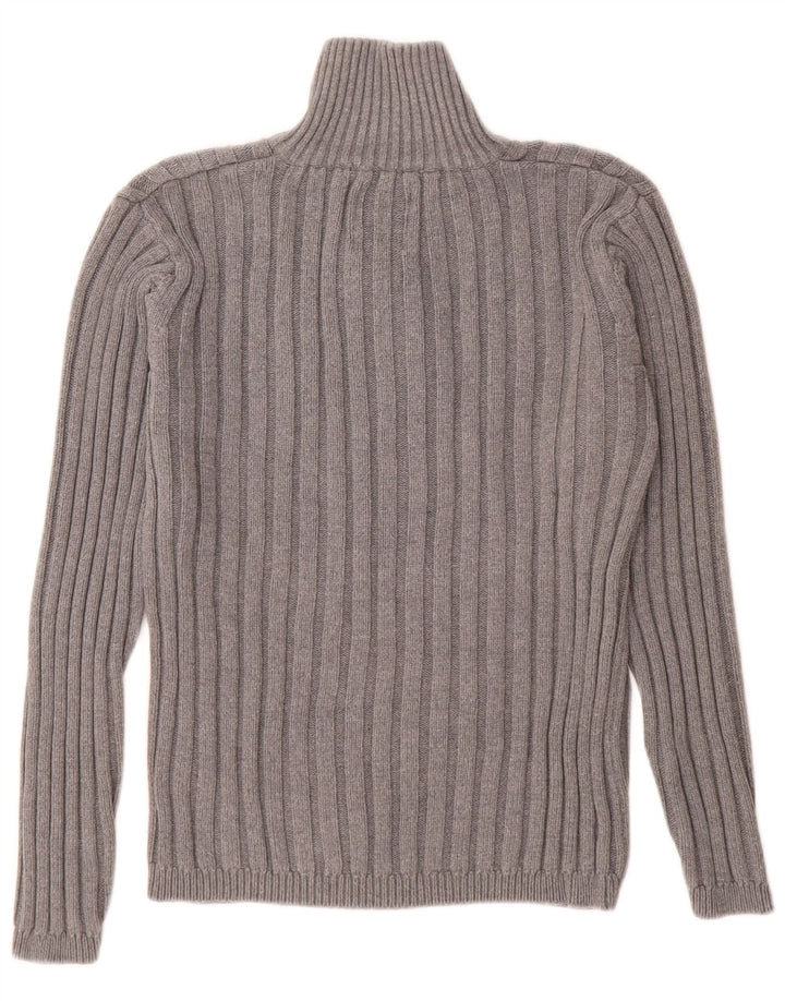 Jack & Jones Herren-Pullover mit Knopfkragen, Größe S, graue Baumwolle