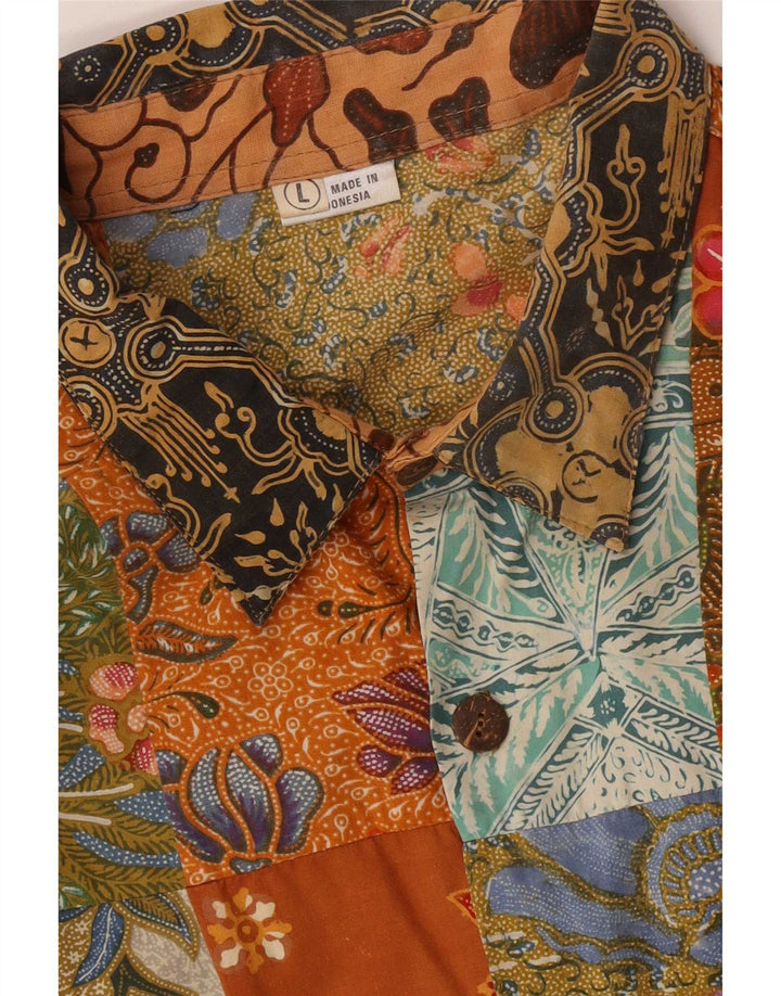 Vintage Herrenhemd, groß, mehrfarbig, Patchwork-Baumwolle