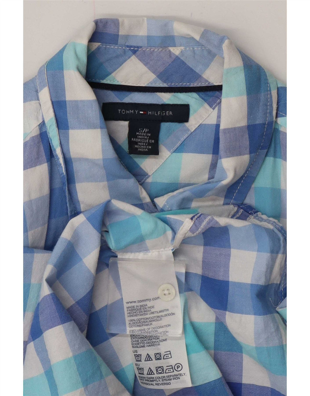 Tommy Hilfiger Damenhemd UK 10 Small Blue Gingham Cotton