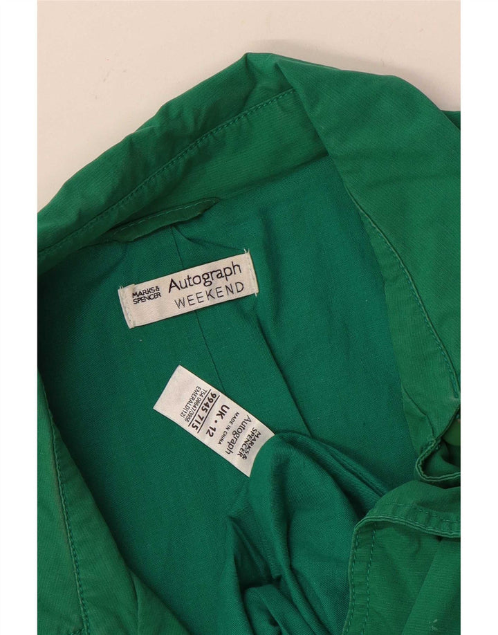 Marks & Spencer Damen Kurzer Trenchcoat UK 12 Mittelgrüne Baumwolle