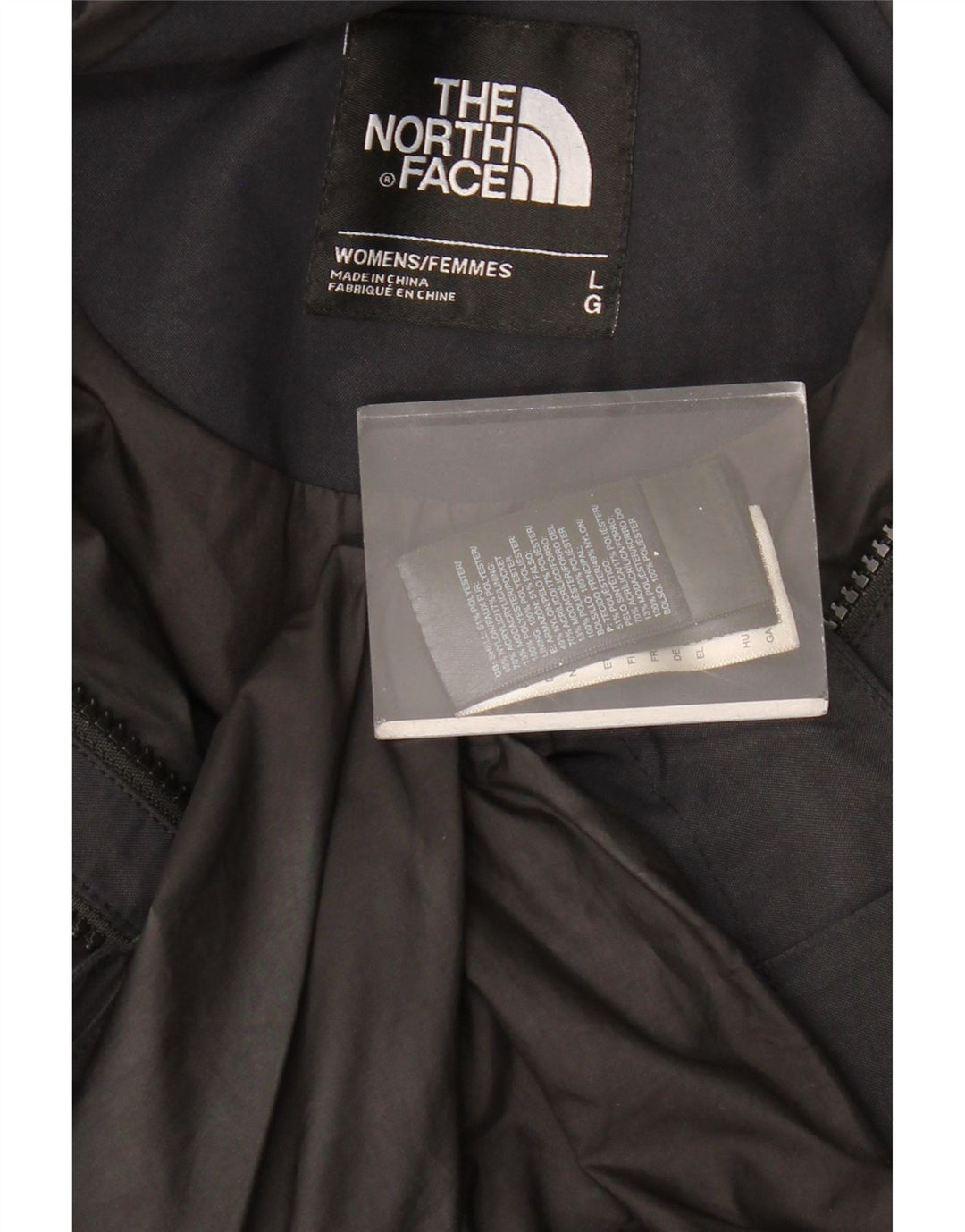 THE NORTH FACE Damen-Windbreaker-Mantel mit Kapuze, UK 16, Größe L, Schwarz, Polyester