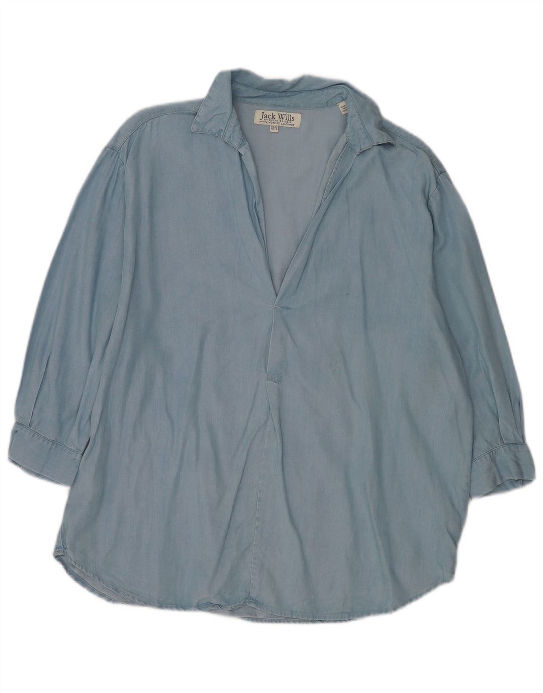 Jack Wills Damen-Pulloverhemd mit 3/4-Ärmeln, übergroß, Mittelblau