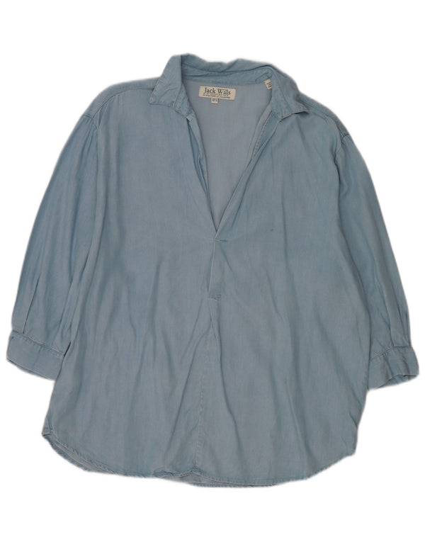 Jack Wills Damen-Pulloverhemd mit 3/4-Ärmeln, übergroß, Mittelblau