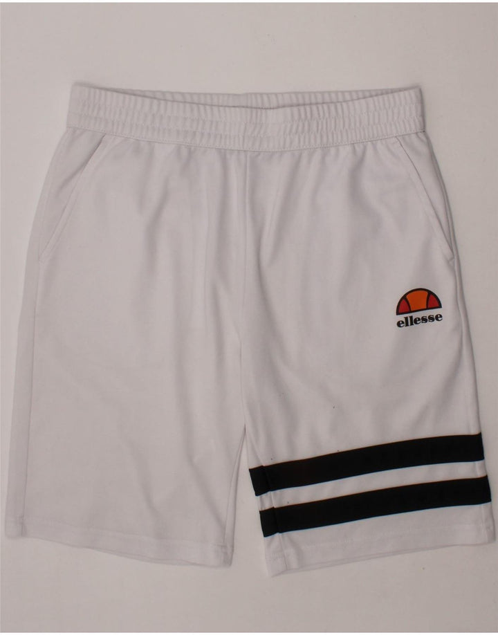 ELLESSE Boys Sport Shorts 11-12 Years  White Striped Polyester Vintage Ellesse and Second-Hand Ellesse from Messina Hembry 