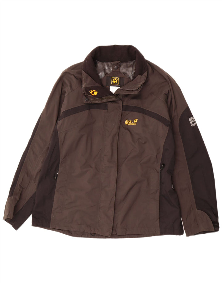 JACK WOLFSKIN Womens Oversized Rain Jacket UK 18/20 XL Grey Colourblock