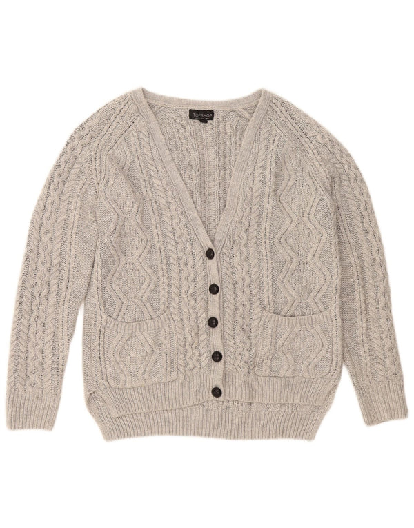 Topshop Damen-Strickjacke in Übergröße, Gr. 8, Small, Grau, Acryl