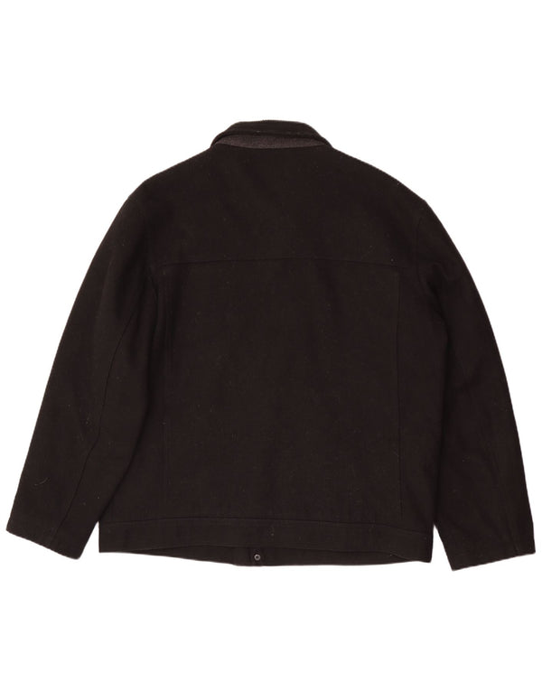 London Fog Mens Bomber Jacket UK 42 XL Black Wool