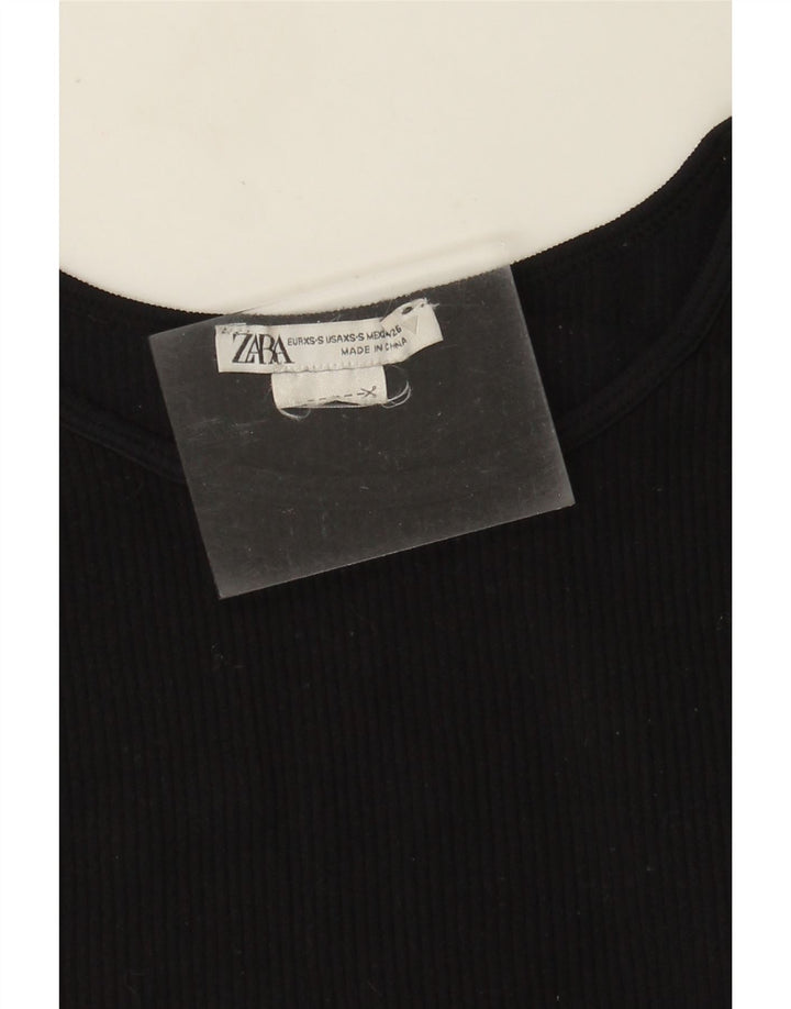 ZARA Damen Crop Vest Top UK 4 XS Schwarz