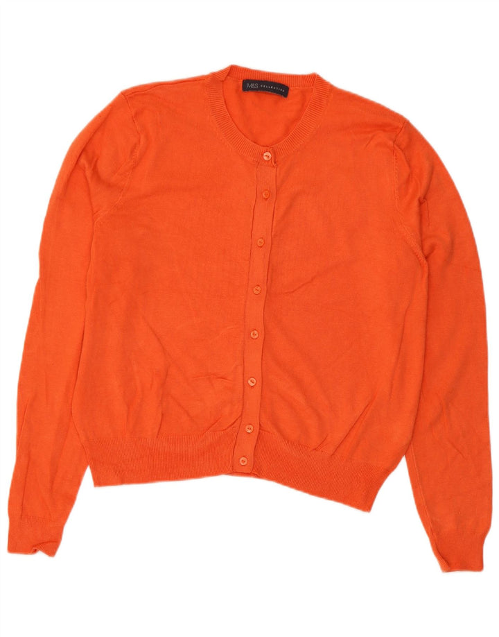 Marks & Spencer Damen Crop Cardigan Pullover UK 14 Mittelorange Viskose