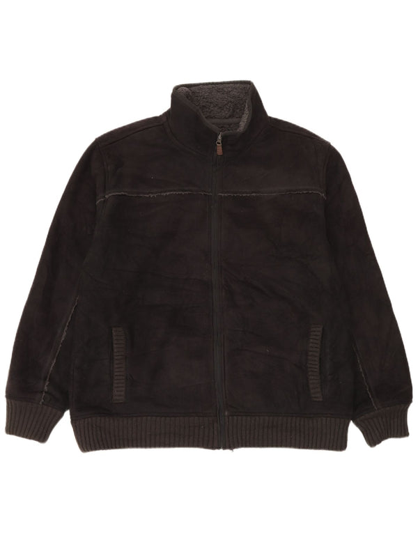 Marks & Spencer Herren Sherpa Fleece Jacke UK 40 Large Schwarz Polyester