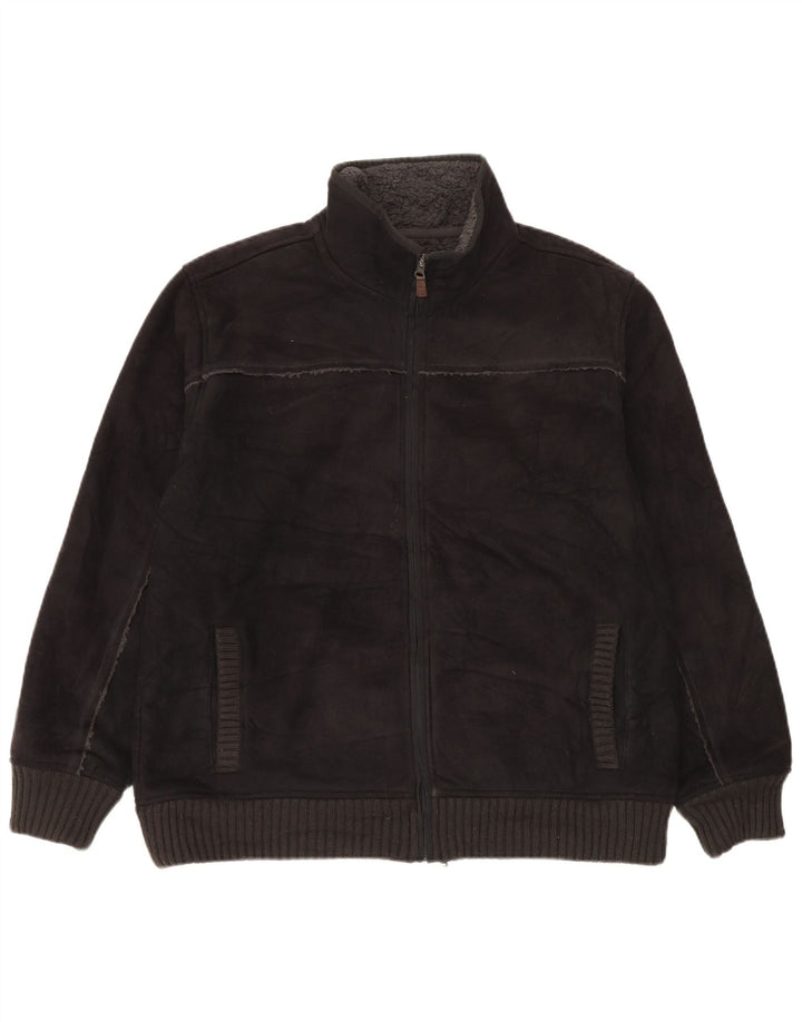 Marks & Spencer Herren Sherpa Fleece Jacke UK 40 Large Schwarz Polyester