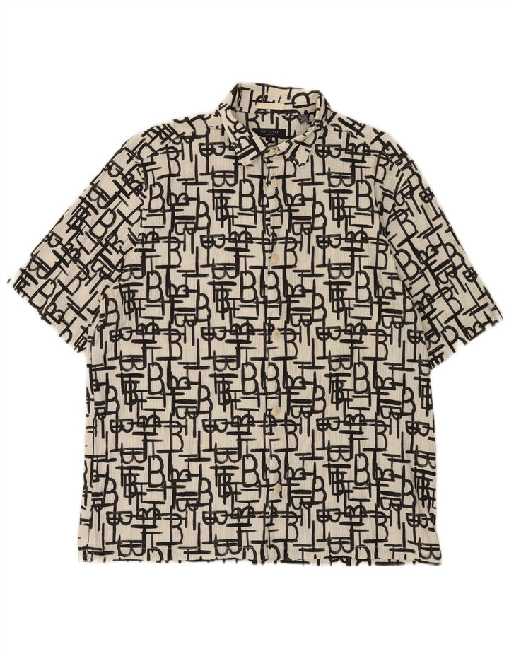 TED BAKER Herren-Kurzarmshirt mit Grafik, Größe 5 XL, weiße Baumwolle