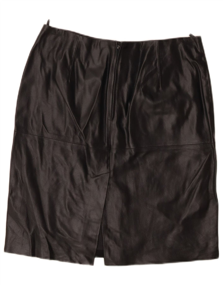 Benetton Damen-Lederrock IT 44 Medium W30 Schwarzes Leder