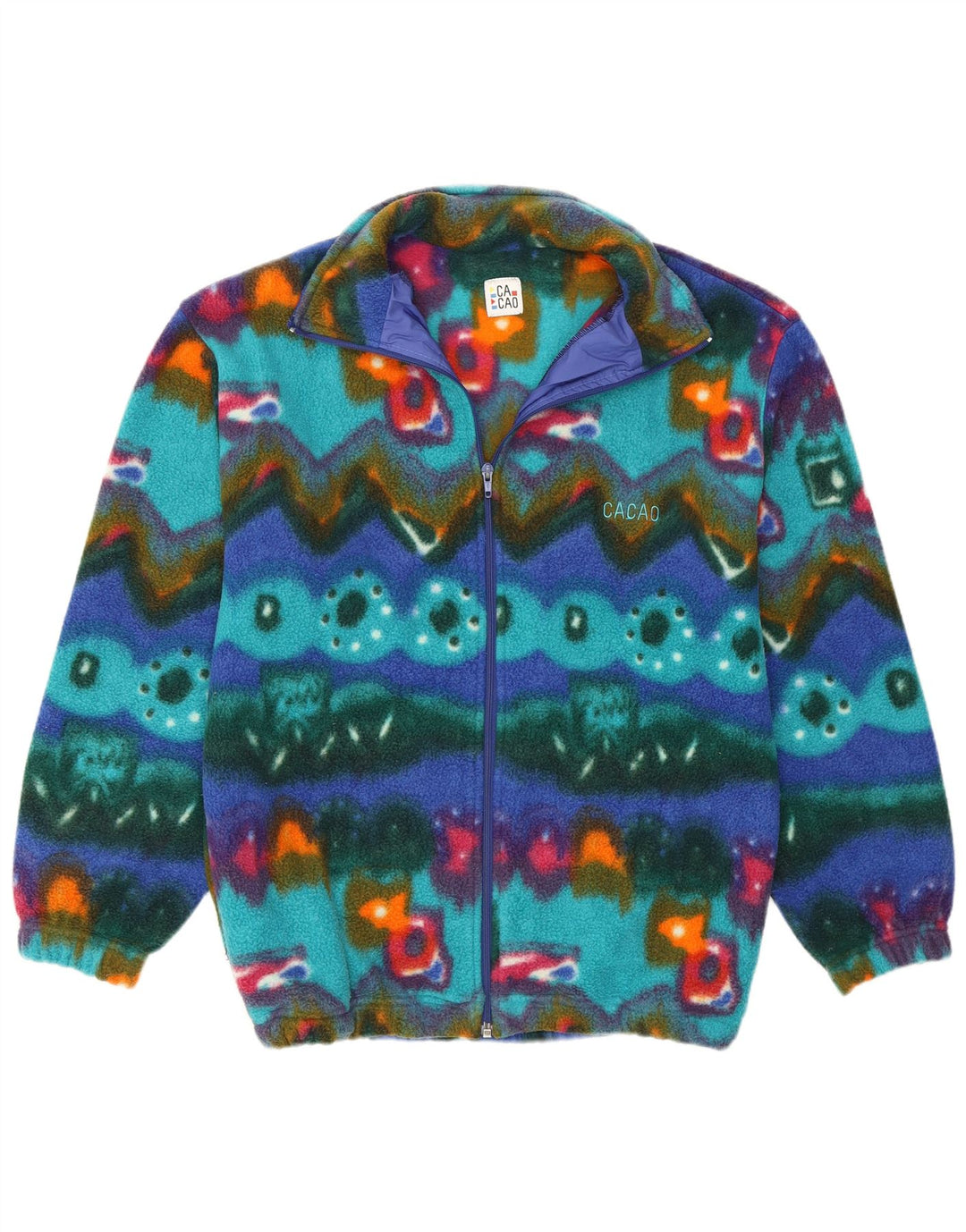 Cacao Herren Fleecejacke IT 46 Small Mehrfarbiges geometrisches Polyester