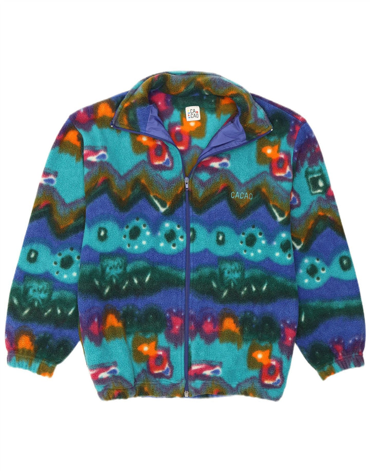 Cacao Herren Fleecejacke IT 46 Small Mehrfarbiges geometrisches Polyester