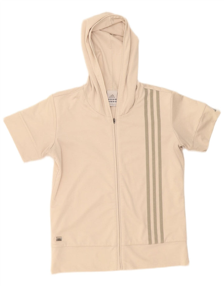 Adidas Damen Climacool Kapuzen-Trainingsanzug-Top-Jacke UK 10 Small Beige