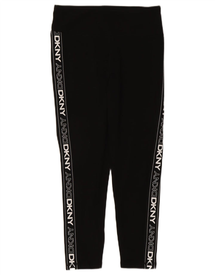 Dkny Womens Graphic Crop Leggings UK 12 Mittelschwarze Baumwolle