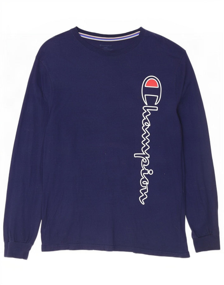 Champion Herren Grafik-Oberteil, langärmelig, mittelblau, Baumwolle